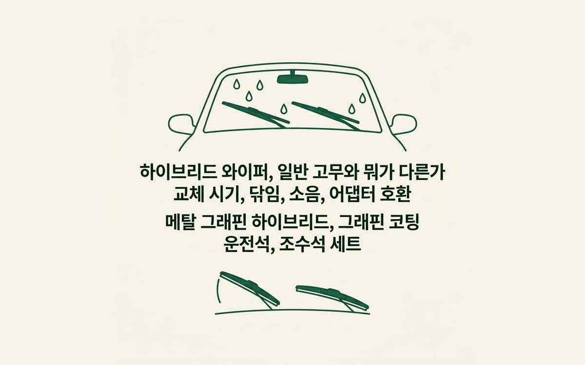 하이브리드 와이퍼 고르는 기준, 교체 시기와 닦임 소음 어댑터 호환