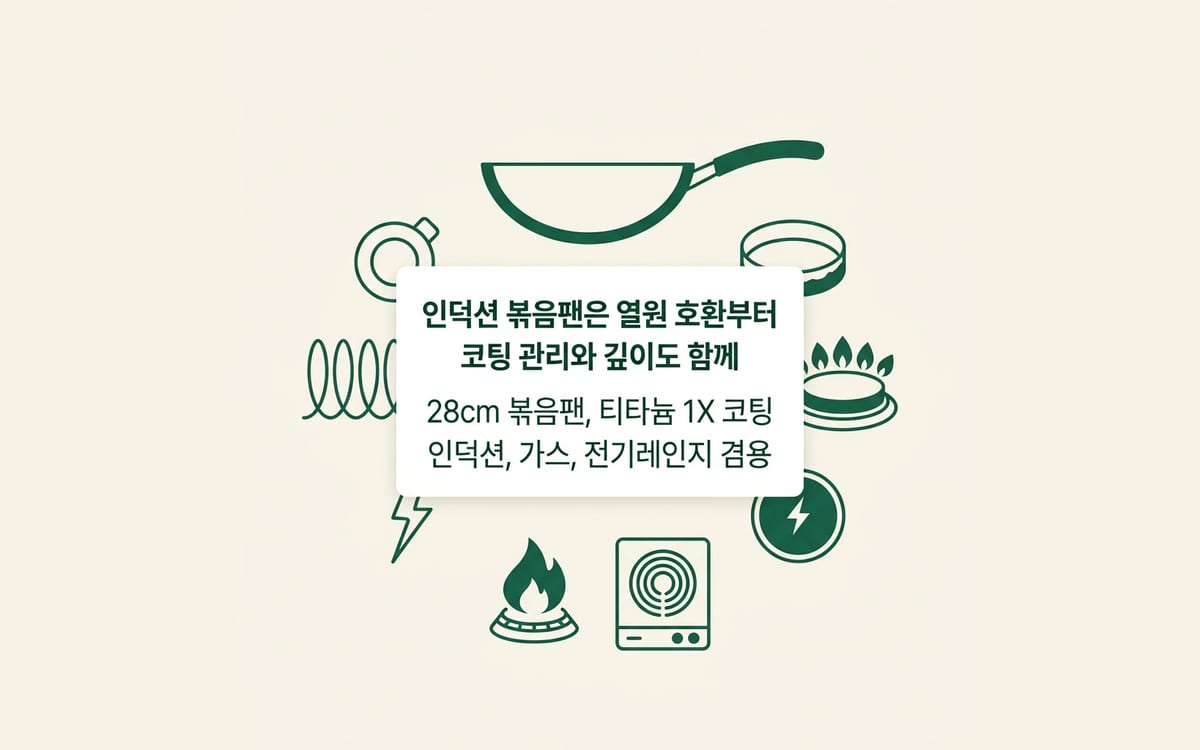 인덕션 볶음팬을 열원 호환과 티타늄 코팅, 깊이 기준으로 보는 법 정리